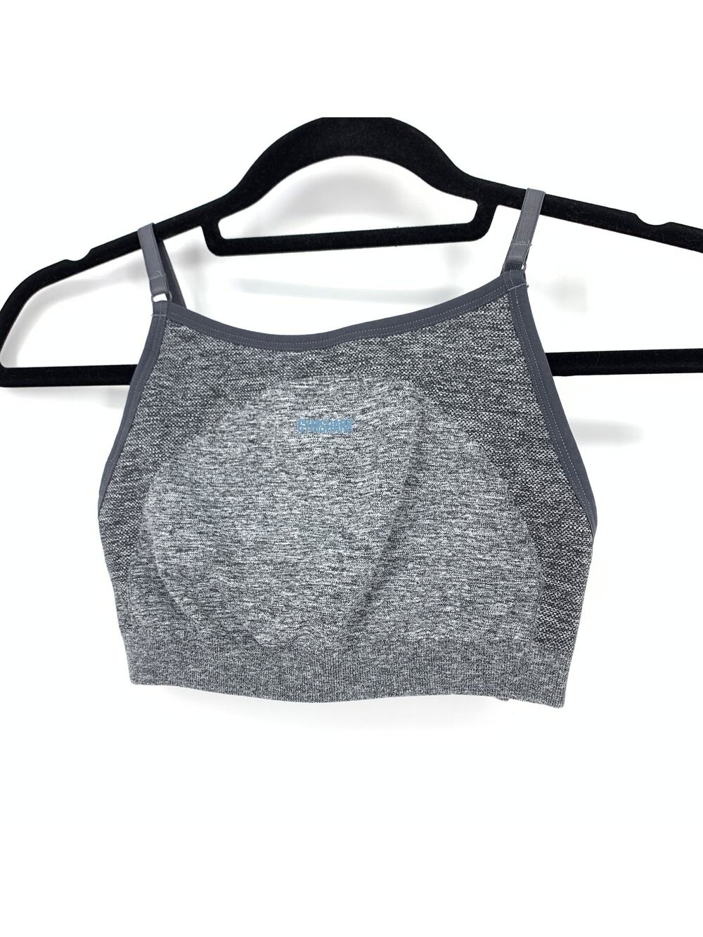 Gymshark Women's Size Small Sports Bra Heather Gray Knitted Spaghetti Strap